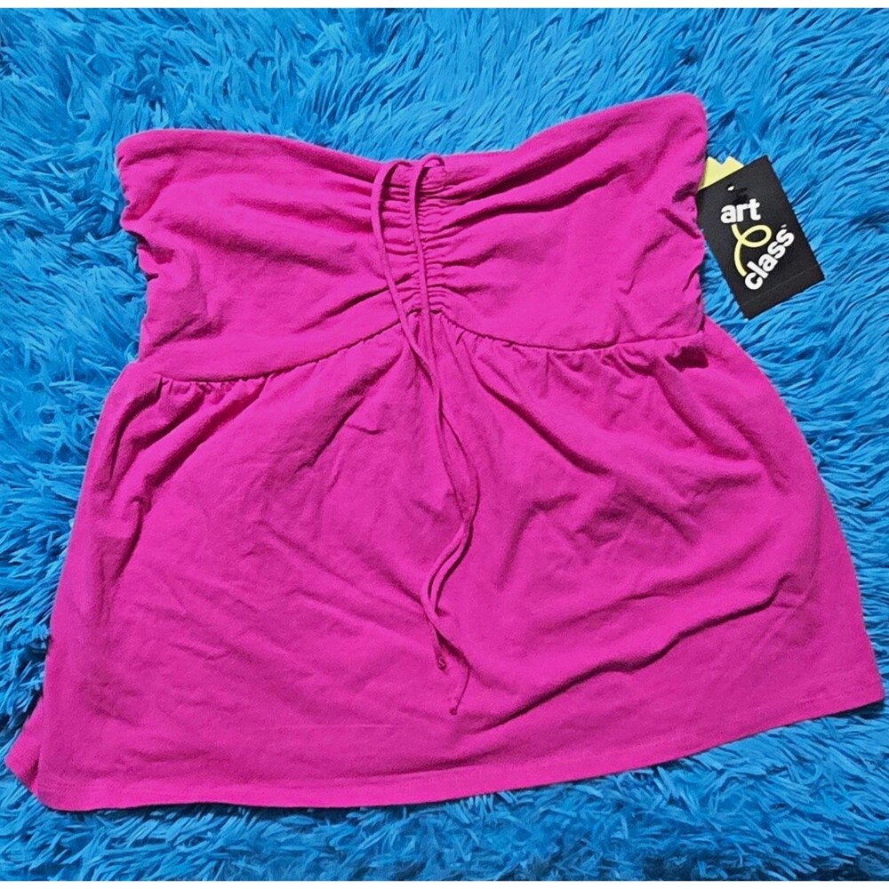 Art Class Pink Strapless Cotton Mini Dress Drawstring Adjustable Pullover L10/12
